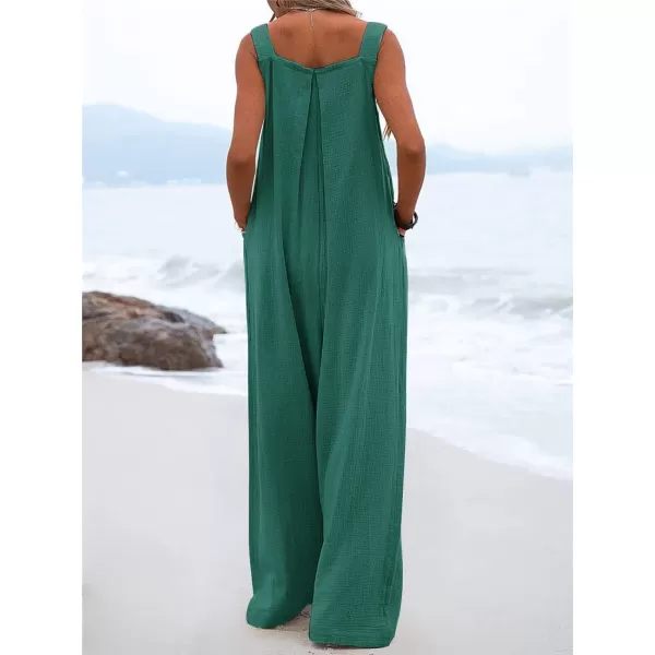 chouyatou Womens Casual Adjustable Strap Wide Leg Bib Overalls Jumpsuit with PocketsCyan