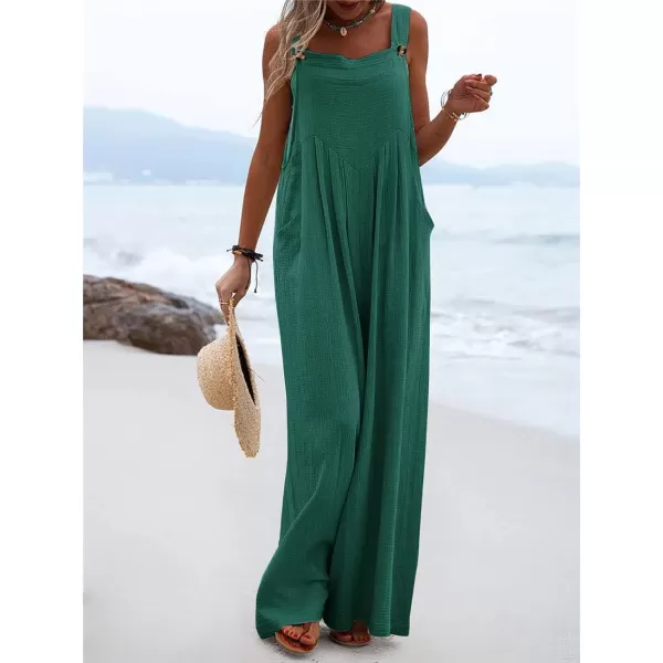 chouyatou Womens Casual Adjustable Strap Wide Leg Bib Overalls Jumpsuit with PocketsCyan