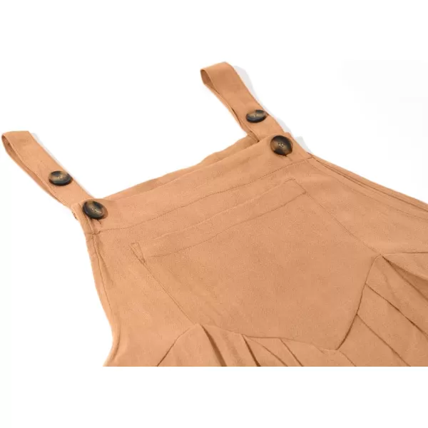 chouyatou Womens Casual Adjustable Strap Wide Leg Bib Overalls Jumpsuit with PocketsDark Orange
