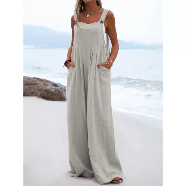 chouyatou Womens Casual Adjustable Strap Wide Leg Bib Overalls Jumpsuit with PocketsGrey