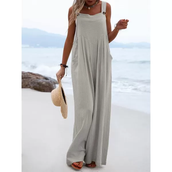 chouyatou Womens Casual Adjustable Strap Wide Leg Bib Overalls Jumpsuit with PocketsGrey