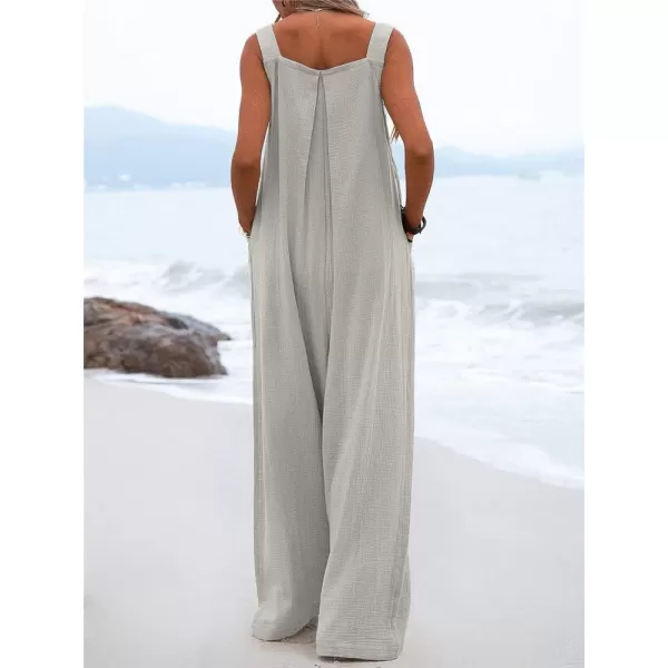 chouyatou Womens Casual Adjustable Strap Wide Leg Bib Overalls Jumpsuit with PocketsGrey