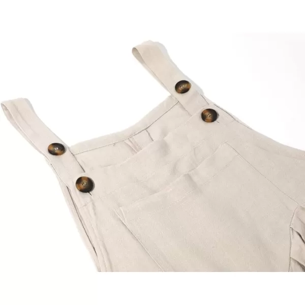 chouyatou Womens Casual Adjustable Strap Wide Leg Bib Overalls Jumpsuit with PocketsKhaki