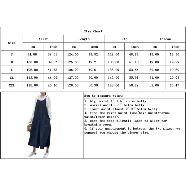 chouyatou Womens Casual Loose Bib Overalls Pants Cotton Baggy Wide Leg Jumpsuits RompersNavy Blue
