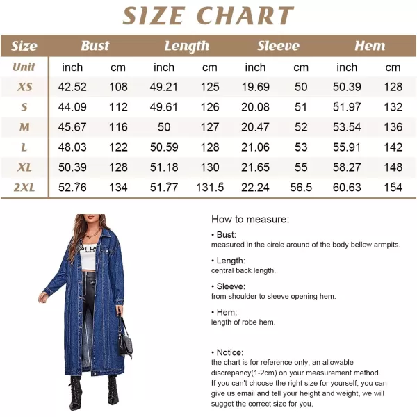 chouyatou Womens Fashion Spring Button Down Midi Long Denim Jean Jacket Trench CoatBlack