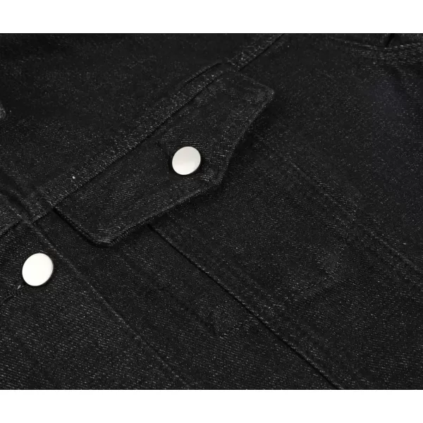 chouyatou Womens Fashion Spring Button Down Midi Long Denim Jean Jacket Trench CoatBlack