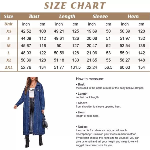 chouyatou Womens Fashion Spring Button Down Midi Long Denim Jean Jacket Trench CoatBlue