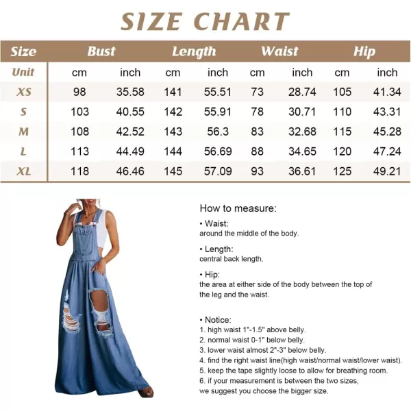 chouyatou Womens Loose Adjustable Strap Wide Leg Denim Bib Overall Jeans PantsRip Blue