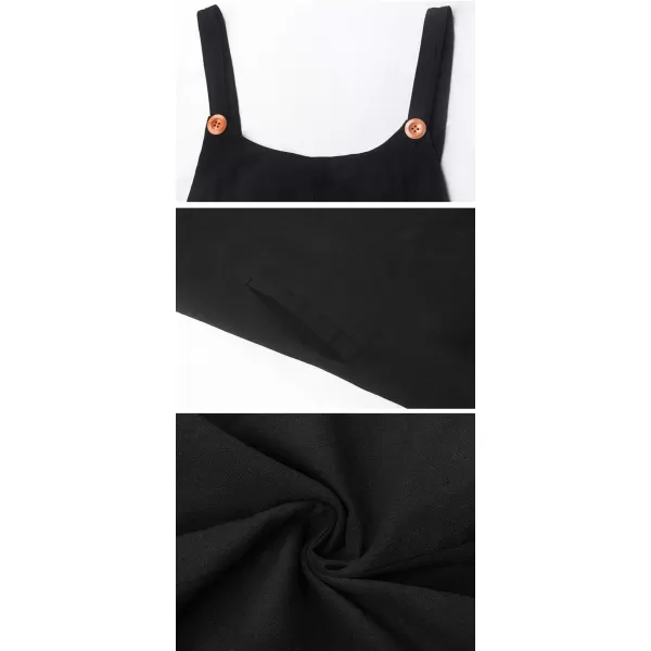 chouyatou Womens Spring Summer Wear Cute Lightweight Wide Leg Bib Overall PantsBlack