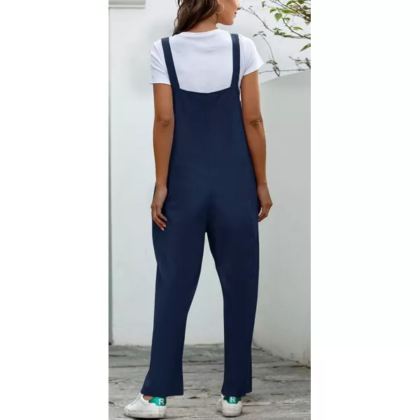 chouyatou Womens Spring Summer Wear Cute Lightweight Wide Leg Bib Overall PantsNavy Blue