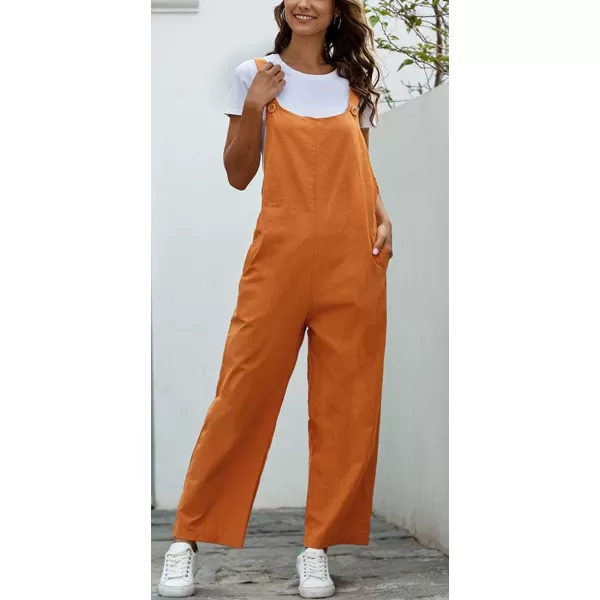 chouyatou Womens Spring Summer Wear Cute Lightweight Wide Leg Bib Overall PantsOrange