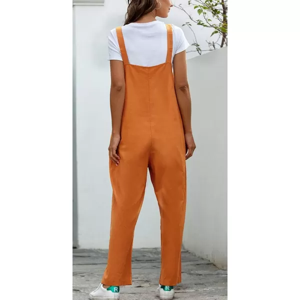 chouyatou Womens Spring Summer Wear Cute Lightweight Wide Leg Bib Overall PantsOrange