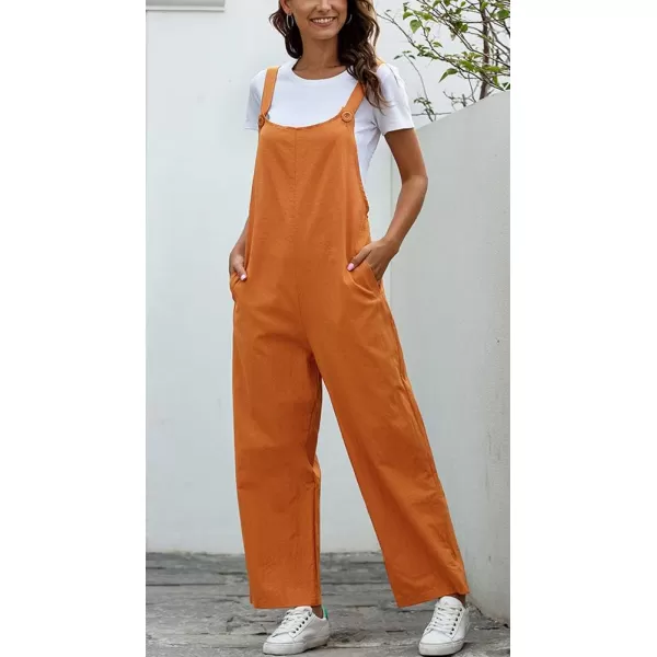 chouyatou Womens Spring Summer Wear Cute Lightweight Wide Leg Bib Overall PantsOrange