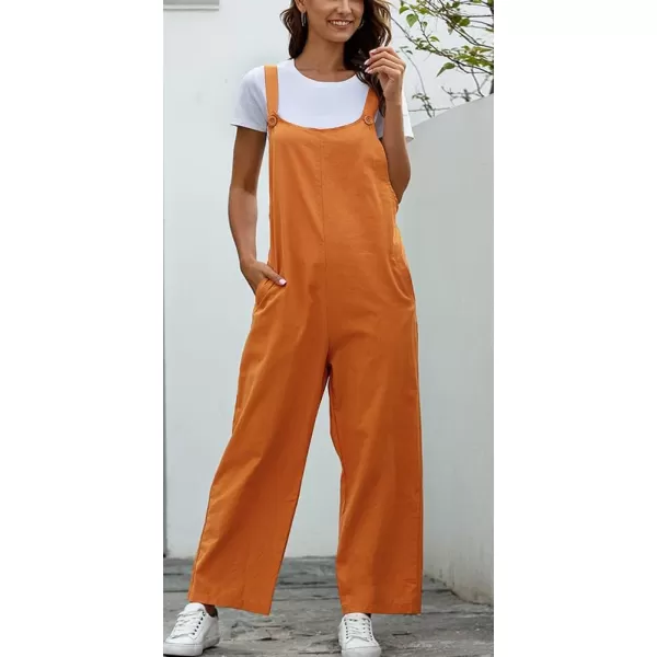 chouyatou Womens Spring Summer Wear Cute Lightweight Wide Leg Bib Overall PantsOrange