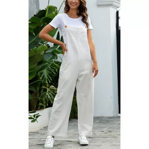 chouyatou Womens Spring Summer Wear Cute Lightweight Wide Leg Bib Overall PantsWhite
