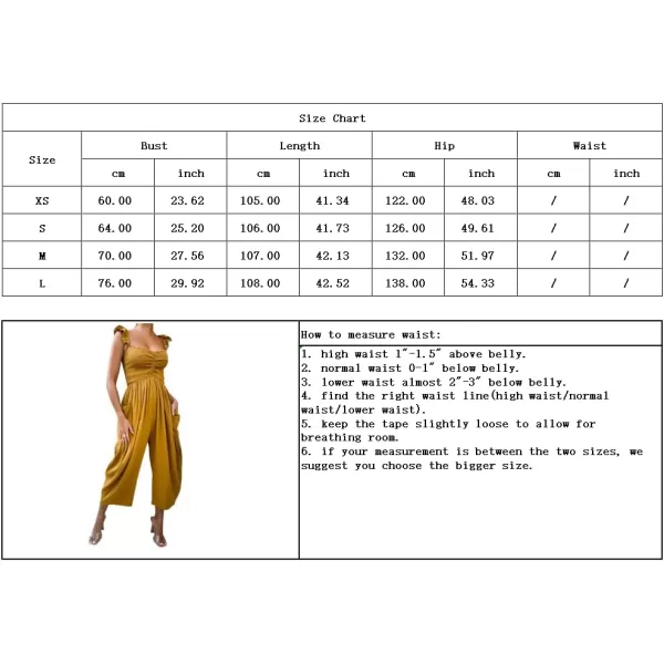 chouyatou Womens Summer Smocked High Waisted Jumpsuits Fashion Sleeveless Wide Leg Overall RompersYellow