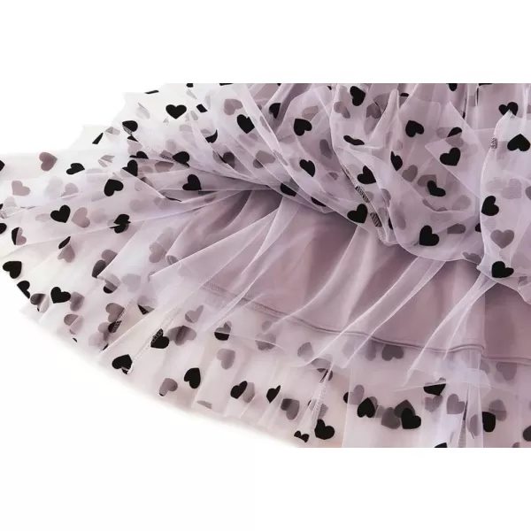 chouyatou Womens Sweet Heart Print Elastic Waist Swing Dance Tulle Long SkirtPink