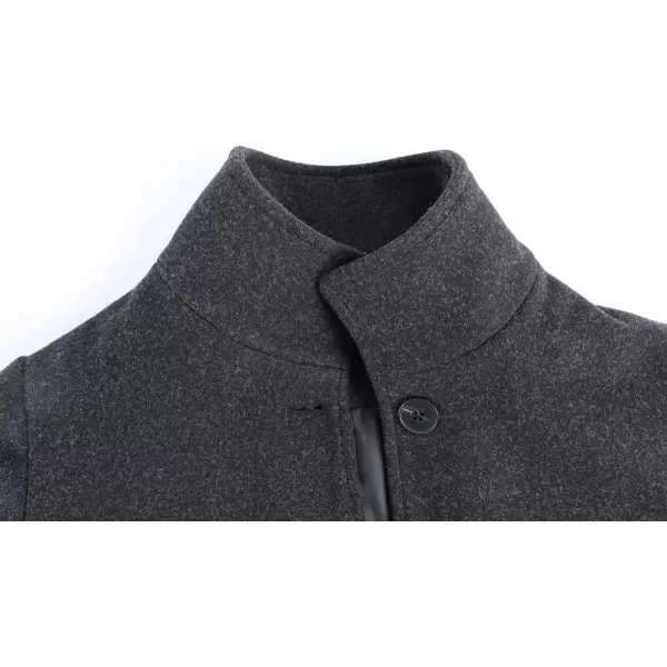 chouyatou Womens Winter Wool Blend Pea Coat Single Breasted Stand Collar Casual Trench Coat OvercoatBlack