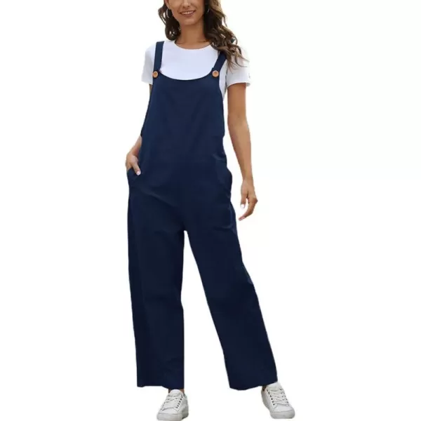 chouyatou Womens Spring Summer Wear Cute Lightweight Wide Leg Bib Overall PantsNavy Blue