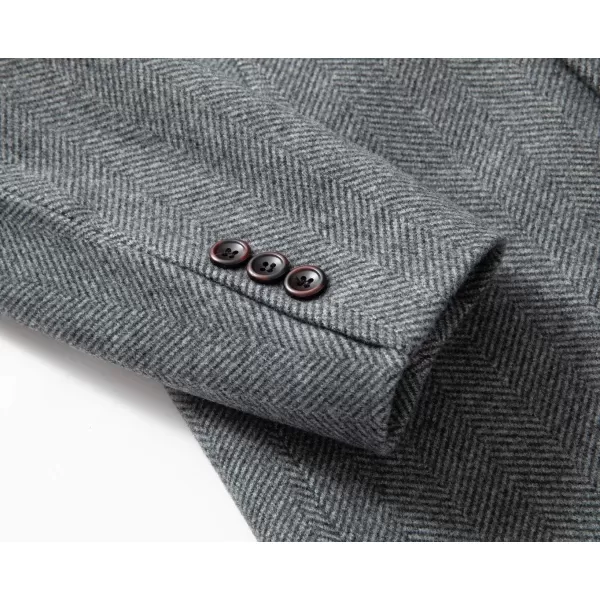 chouyatou Mens Classic Notched Collar Contrast Quilted Lined 2 Button Slim Wool Blend Trench CoatGrey