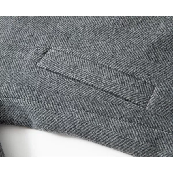 chouyatou Mens Classic Notched Collar Contrast Quilted Lined 2 Button Slim Wool Blend Trench CoatGrey