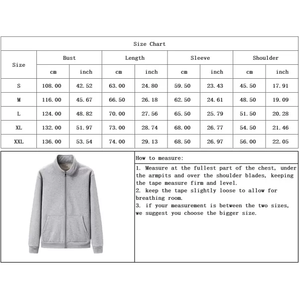 chouyatou Mens Fall Winter Stand Collar Zip Up Sherpa Lined Jersey Knit Sweatshirt JacketDark Grey