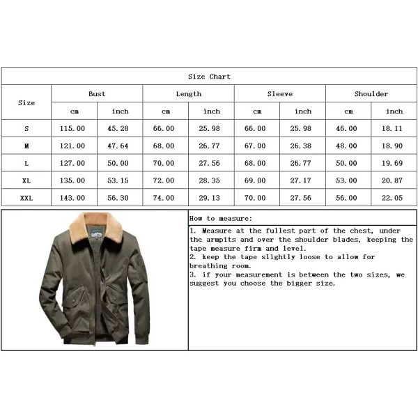 chouyatou Mens Retro Warm Long Sleeve Sherpa Lined Winter Aviator Bomber Jacket CoatKhaki
