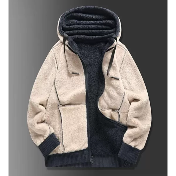 chouyatou Mens Thicken Sherpa Lined Zip Hooded Fuzzy Sweatshirt Jacket HoodieBluish Grey