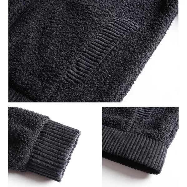 chouyatou Mens Thicken Sherpa Lined Zip Hooded Fuzzy Sweatshirt Jacket HoodieBluish Grey