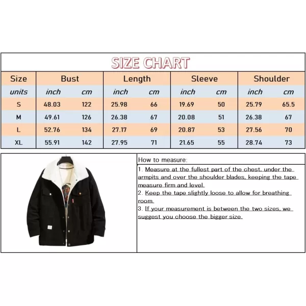 chouyatou Mens Vintage Lapel Sherpa Lined Button Down Corduroy Trucker JacketBlack