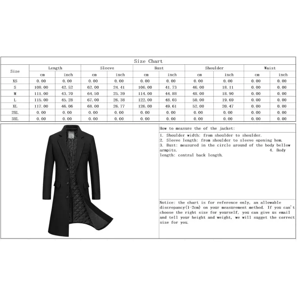 chouyatou Mens Winter Notched Collar 3 Button Heavyweight Thick Quilted Lined Woolen Long Trench Coat with SplitGrey
