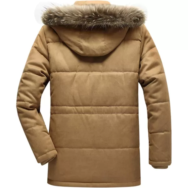 chouyatou Mens Winter Removable Hooded FrostFighter Sherpa Lined Midi Packable Parka Jackets17khaki