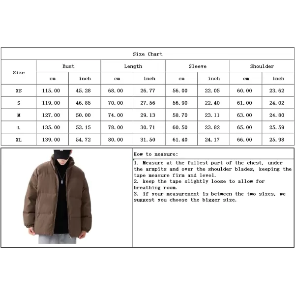 chouyatou Mens Winter Stand Collar Zip Up Baggy Puffer Jacket Windproof Short Down CoatRed