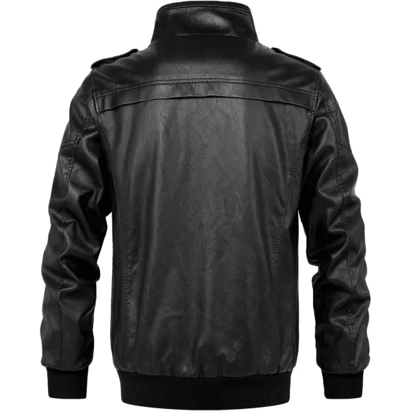 chouyatou Mens Winter Warm Sherpa Lined Zipper Quilted Moto Pu Leather Biker Bomber JacketBlack