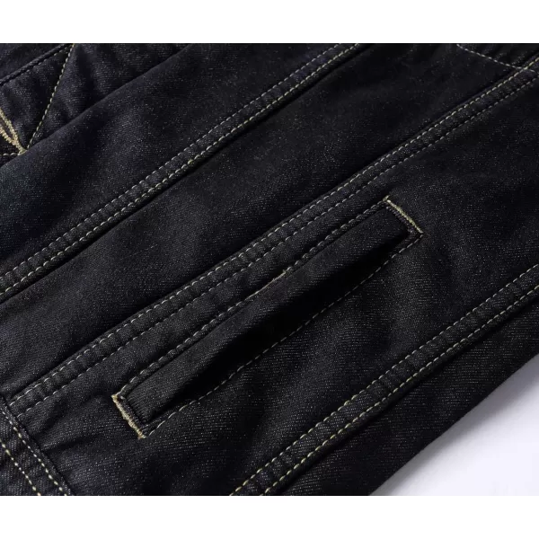 chouyatou Mens Winter Warm Thicked Sherpa Lined Single Breasted Basic Collar Trucker JacketBlack