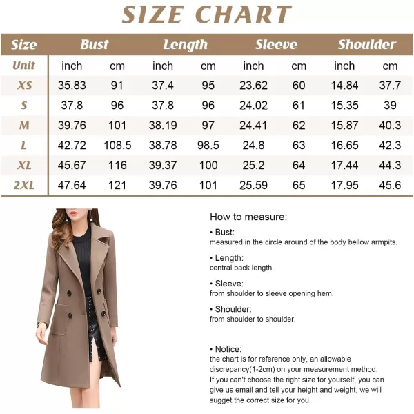 chouyatou Women Elegant Notched Collar Double Breasted Wool Blend Over CoatDark Blue