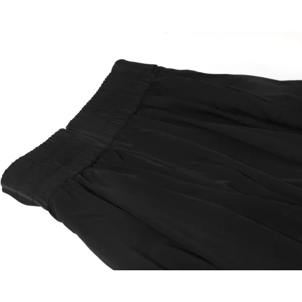 chouyatou Womens Elegant High Waisted Side Slit Irregular Bohemian Maxi Skirt with PocketsBlack