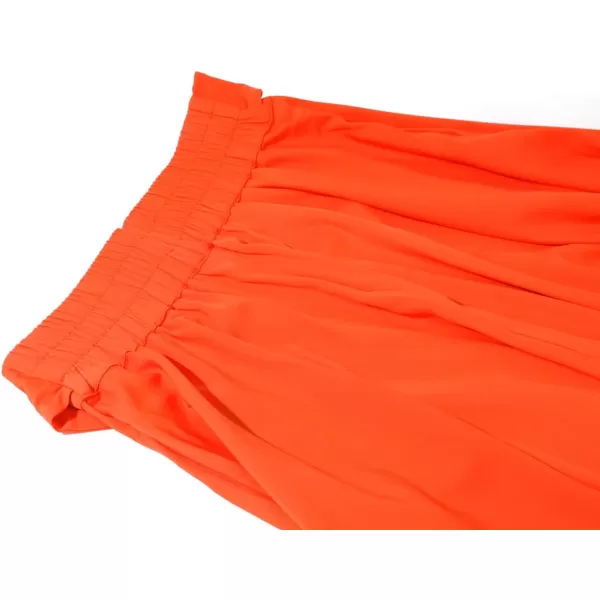 chouyatou Womens Elegant High Waisted Side Slit Irregular Bohemian Maxi Skirt with PocketsOrange