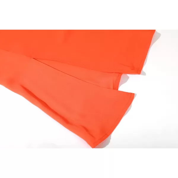 chouyatou Womens Elegant High Waisted Side Slit Irregular Bohemian Maxi Skirt with PocketsOrange