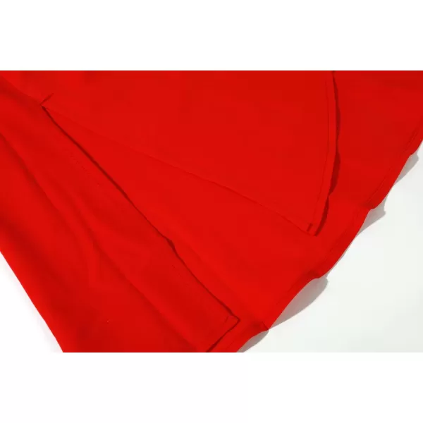 chouyatou Womens Elegant High Waisted Side Slit Irregular Bohemian Maxi Skirt with PocketsRed
