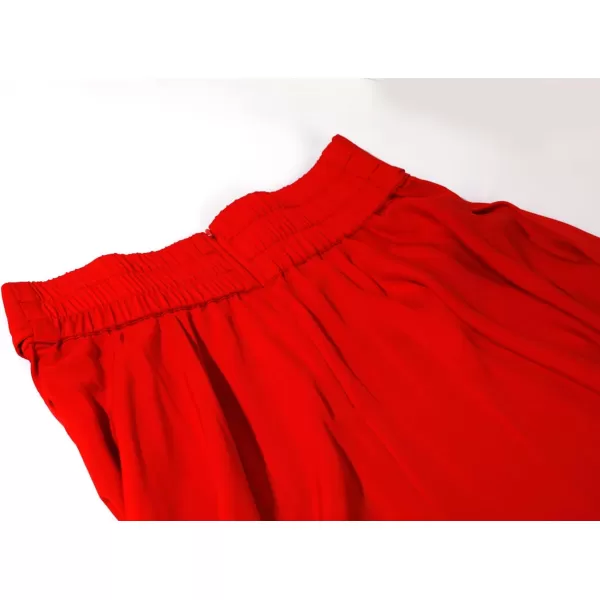 chouyatou Womens Elegant High Waisted Side Slit Irregular Bohemian Maxi Skirt with PocketsRed