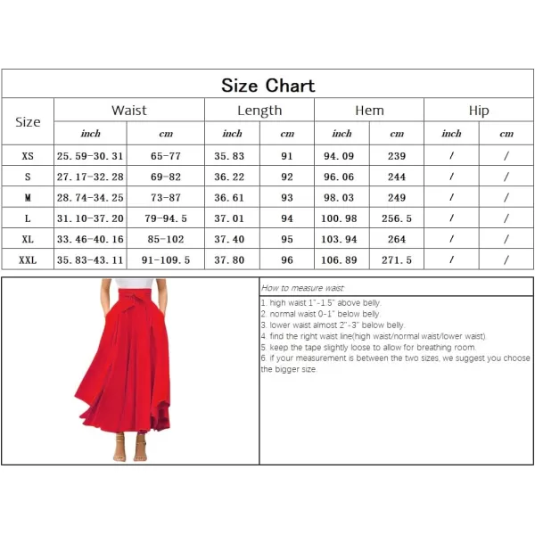 chouyatou Womens Elegant High Waisted Side Slit Irregular Bohemian Maxi Skirt with PocketsRed