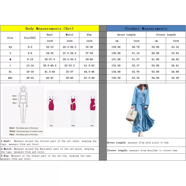 chouyatou Womens Spring Long Sleeeve Tiered Denim Dress Summer Flowy ALine Maxi Long Tunic DressBlue