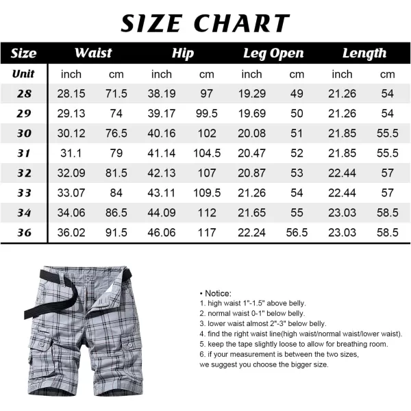 chouyatou Mens Active Normal Waist Loose MultiPocket Versatile Twill Cargo ShortsBlackplaid