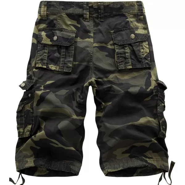 chouyatou Mens Active Normal Waist Loose MultiPocket Versatile Twill Cargo ShortsCamoarmy