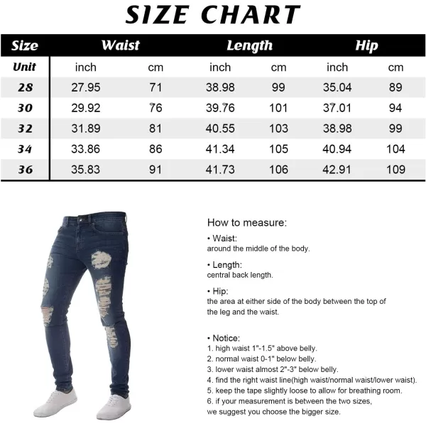 chouyatou Mens Distressed Tapered Leg Ripped Holes Long Denim Pants JeansLight Blue