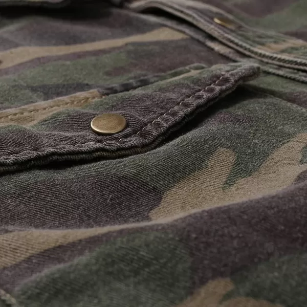 chouyatou Mens Military Style ShortLong Sleeve Camo Printed Button Down ShirtGreen Short