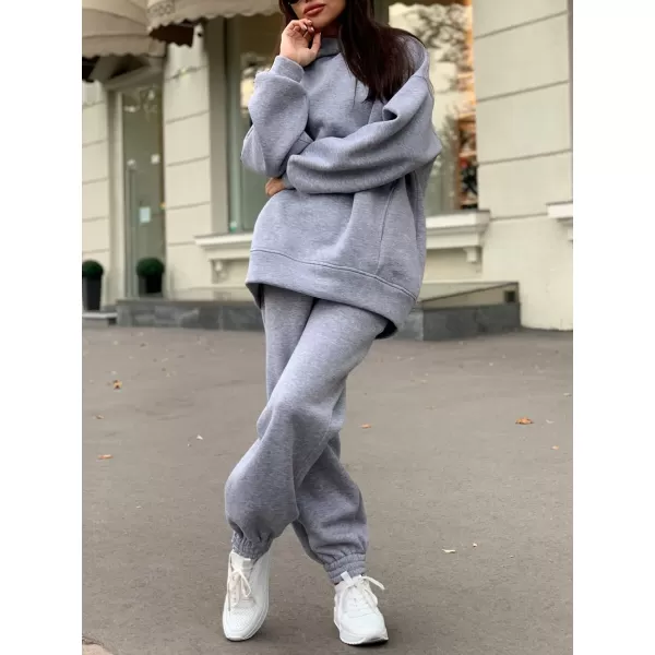 chouyatou Womens 2 Piece Outfits Hooded Sweatsuit Hoodies Tracksuit Sweatpants SetsGrey