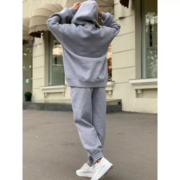 chouyatou Womens 2 Piece Outfits Hooded Sweatsuit Hoodies Tracksuit Sweatpants SetsGrey
