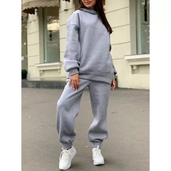 chouyatou Womens 2 Piece Outfits Hooded Sweatsuit Hoodies Tracksuit Sweatpants SetsGrey